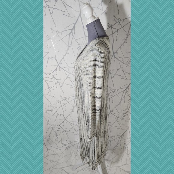 POL Spacedye Knit Open Front Long Fringe Cardigan - Picture 4 of 6